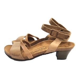 Papillio Tan Leather Ankle-Strap Low Heel Sandals 10M